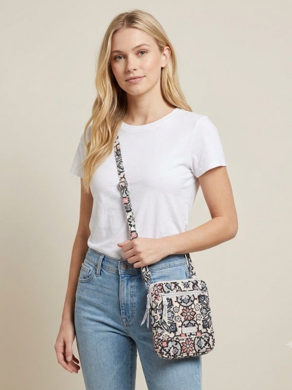 Vera Bradley Quilted Crossbody Bag Medallion Floral Paisley Cotton Hipster Purse
